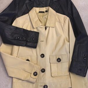 Stylish Black and Cream women’s leather jacket 2 for 1